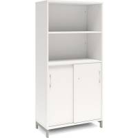 Kontorskab DNA, 800x1660 mm, Hvid/Alugrå, skydedør 4A4