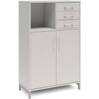 Kontorskab DNA, 800x1275 mm, Lys gr&aring;/Alugr&aring;, skuffemodul 3A4/2A4