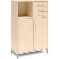 Kontorskab DNA, 800x1275 mm, Birk/Alugrå, skuffemodul 3A4/2A4