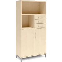 Kontorskab DNA, 800x1660 mm, Birk/Alugr&aring;, skuffemodul 4A4/2A4