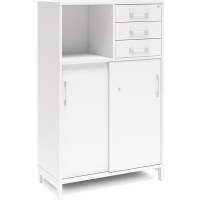 Kontorskab DNA, 800x1275 mm, Hvid/Hvid, skyded&oslash;r og skuffemodul 3A4/2A4