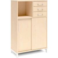 Kontorskab DNA, 800x1275 mm, Birk/Hvid, skyded&oslash;r og skuffemodul 3A4/2A4