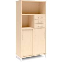 Kontorskab DNA, 800x1660 mm, Birk/Hvid, skyded&oslash;r og skuffemodul 4A4/2A4