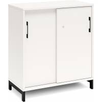 Kontorskab DNA, 800x890 mm, Hvid/Sort, skydedør 2A4