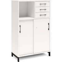 Kontorskab DNA, 800x1275 mm, Hvid/Sort, skydedør og skuffemodul 3A4/2A4