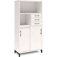 Kontorskab DNA, 800x1660 mm, Hvid/Sort, skydedør og skuffemodul 4A4/2A4