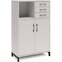 Kontorskab DNA, 800x1275 mm, Lys gr&aring;/Sort, skuffemodul 3A4/2A4