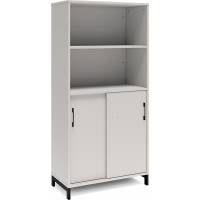 Kontorskab DNA, 800x1660 mm, Lys grå/Sort, skydedør 4A4