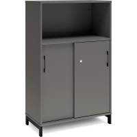 Kontorskab DNA, 800x1275 mm, Antracit/Sort, skydedør 3A4