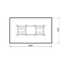 Konferencebord DNA, Antracit 2000x1200 mm rektangul&aelig;rt, Hvid understel