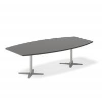 Konferencebord DNA, Antracit 2600x1200 mm b&aring;dformet, Alugr&aring; understel