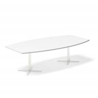 Konferencebord DNA, Hvid 2600x1200 mm b&aring;dformet, Hvid understel