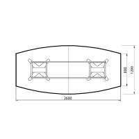 Konferencebord DNA, Hvid 2600x1200 mm b&aring;dformet, Hvid understel