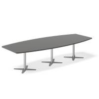 Konferencebord DNA, Antracit 3200x1200 mm b&aring;dformet, Alugr&aring; understel