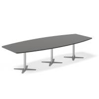 Konferencebord DNA, Antracit 3200x1200 mm b&aring;dformet, Alugr&aring; understel