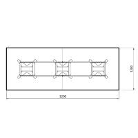 Konferencebord DNA, Antracit 3200x1200 mm rektangul&aelig;rt, Sort understel