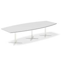 Konferencebord DNA, Lysgr&aring; 3200x1200 mm b&aring;dformet, Hvid understel