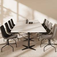 Konferencebord DNA, Lysgrå 3200x1200 mm rektangulært, Sort understel