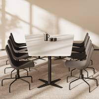 Konferencebord DNA, Lysgrå 3200x1800 mm trapezformet, Sort understel