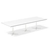 Konferencebord DNA, Hvid 3200x1200 mm rektangul&aelig;rt, Hvid understel