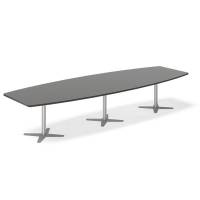 Konferencebord DNA, Antracit 3800x1200 mm b&aring;dformet, Alugr&aring; understel