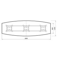 Konferencebord DNA, Antracit 3800x1200 mm b&aring;dformet, Hvid understel