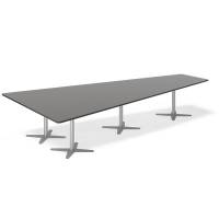 Konferencebord DNA, Antracit 3800x1990 mm trapezformet, Alugr&aring; understel