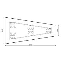 Konferencebord DNA, Antracit 3800x1990 mm trapezformet, Alugr&aring; understel