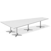 Konferencebord DNA, Lysgrå 3800x1990 mm trapezformet, Alugrå understel