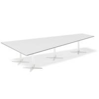 Konferencebord DNA, Lysgr&aring; 3800x1990 mm trapezformet, Hvid understel