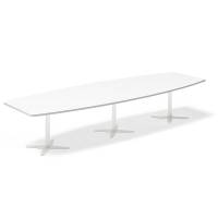 Konferencebord DNA, Hvid 3800x1200 mm bådformet, Hvid understel