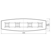 Konferencebord DNA, Antracit 4400x1200 mm b&aring;dformet, Hvid understel