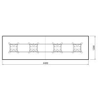 Konferencebord DNA, Antracit 4400x1200 mm rektangul&aelig;rt, Sort understel