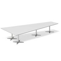 Konferencebord DNA, Lysgr&aring; 4400x2175 mm trapezformet, Alugr&aring; understel