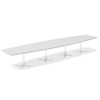 Konferencebord DNA, Lysgr&aring; 5000x1200 mm b&aring;dformet, Hvid understel