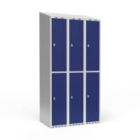 Garderobeskab 3x300 mm Skr&aring;t tag 2 rum i h&oslash;jden Bl&aring; d&oslash;r Greb for h&aelig;ngel&aring;s