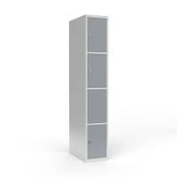 Skoleskab 1x300 Lige tag 4 rum i h&oslash;jden Gr&aring; st&aring;ld&oslash;r Greb for h&aelig;ngel&aring;s