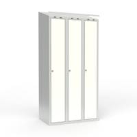 Skoleskab 3x300 Skr&aring;t tag 1 rum i h&oslash;jden Hvid laminatd&oslash;r Greb for h&aelig;ngel&aring;s