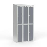 Skoleskab 3x300 Skr&aring;t tag 2 rum i h&oslash;jden Lys gr&aring; laminatd&oslash;r Cylinderl&aring;s