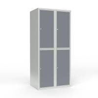 Skoleskab 2x400 Lige tag 2 rum i h&oslash;jden Lys gr&aring; laminatd&oslash;r Cylinderl&aring;s