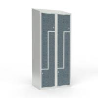 Skoleskab 2x400 Skr&aring;t tag, Z-d&oslash;r VirrVarr Black laminatd&oslash;r Cylinderl&aring;s