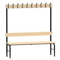Garderobestativ Enkeltsidet, sort stel og b&aelig;nks&aelig;de i birk, bredde 1500 mm
