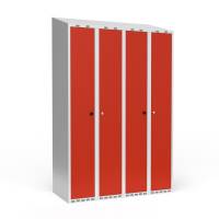 Dobbeltskab/parskab 300+300 mm Skr&aring;t tag 4-s&oslash;jlet Parvis l&aring;s R&oslash;d d&oslash;r Greb for h&aelig;ngel&aring;s