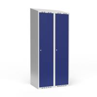 Garderobeskab 2x400 mm Skr&aring;t tag 1 rum i h&oslash;jden Bl&aring; d&oslash;r Cylinderl&aring;s