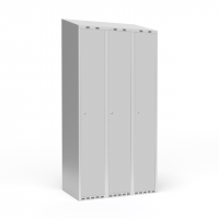 Garderobeskab 3x300 mm m/skr&aring;t tag, 1 rum i h&oslash;jden og lys gr&aring; d&oslash;r m/cylinderl&aring;s