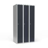 Garderobeskab 3x300 mm Lige tag 1 rum i h&oslash;jden Antracit d&oslash;r Cylinderl&aring;s