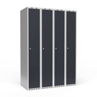 Garderobeskab 4x300 mm Lige tag 1 rum i h&oslash;jden Antracit d&oslash;r Cylinderl&aring;s