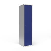 Garderobeskab 1x400 mm Lige tag 1 rum i højden Blå dør Cylinderlås