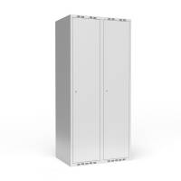 Garderobeskab 2x400 mm m/lige tag, 1 rum i højden og lys grå dør m/cylinderlås