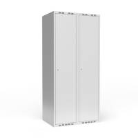 Garderobeskab 2x400 mm m/lige tag, 1 rum i h&oslash;jden og lys gr&aring; d&oslash;r m/cylinderl&aring;s